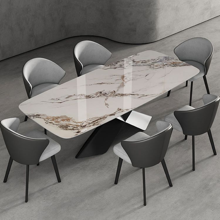 Modern Style Sintered Stone Dining Table with White Table and Pedestal Base for Home Use Clearhalo 'Dining Room Sets' 'Dining Tables & Seating' 'dining_room_set' 'furn' 'furn_dining_room_set' 'Furniture' 'furniture_dining_room_set' 'Kitchen & Dining Furniture' 'kitchen&dining_furn' 'kitchen' 1200x1200_de46c74b-5895-4596-96de-65a0f0e9485a