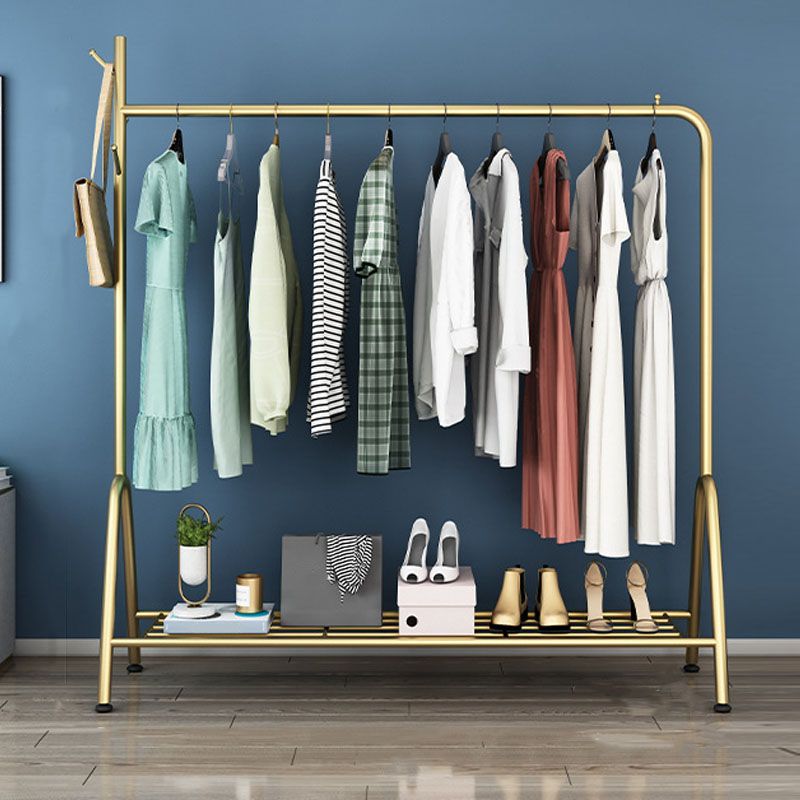 Modern Metal Hall Stand Hanging Rail Lower Shelf and Hooks Entry Hall Tree Clearhalo 'Entry & Mudroom Furniture' 'furn' 'furn_hall_tree_coat_racks' 'Furniture' 'Hall Trees & Coat Racks' 'hall_tree_coat_racks' 1200x1200_de47276f-5650-41e8-99a8-be5aa7dec063