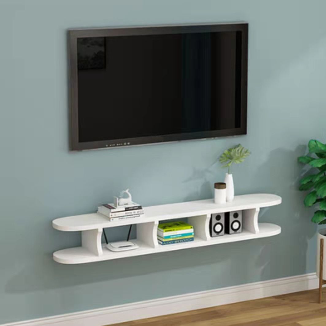 Matte afwerking Wall gemonteerde media-stand met planken Scandinavische massieve hout tv-console