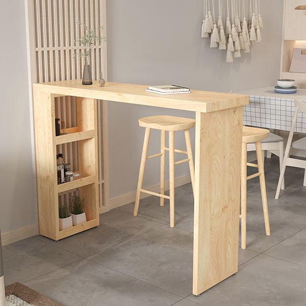 Ensemble de table de bar rectangulaire Glam, 1/3 pièces, table de bar et tabourets en bois massif naturel