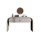 Glam Vanity Set Mirror 1 Drawers Leather Gray Standing Make-up Vanity