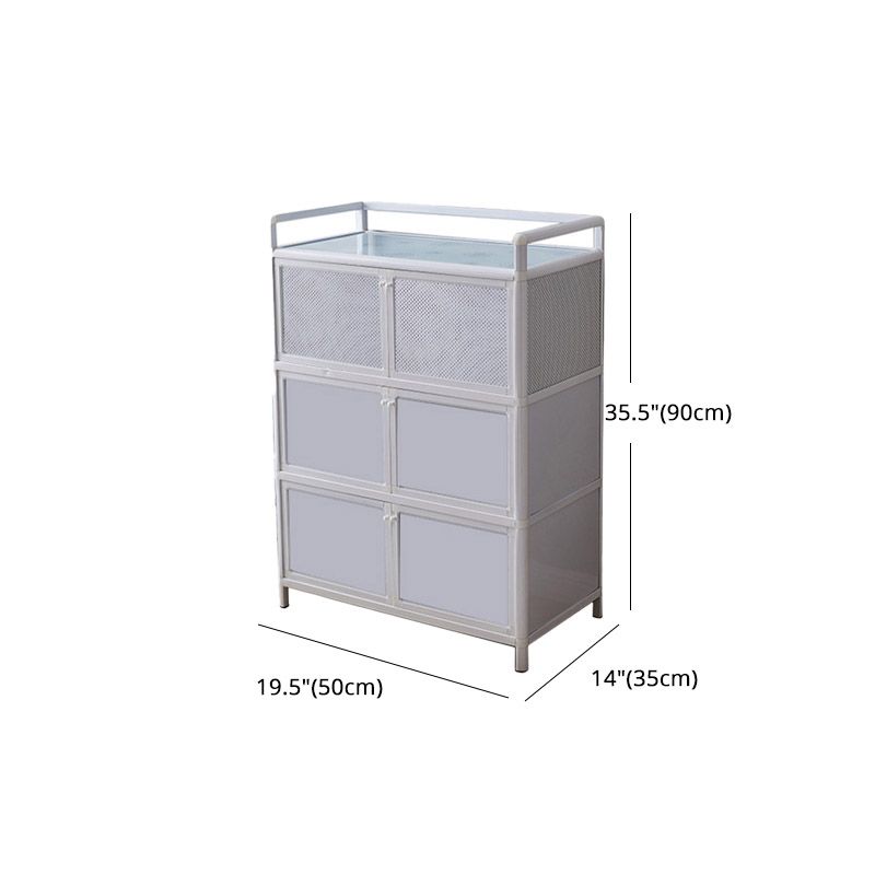 Metal Kitchen Dining Server Contemporary White Dining Server with Glass Doors Clearhalo 'buffet_sideboard' 'Buffets & Sideboards' 'furn' 'furn_buffet_sideboard' 'Furniture' 'furniture_buffet_sideboard' 'Kitchen & Dining Furniture' 1200x1200_de4a58ea-01e4-4e3c-a1e7-856864c65de3