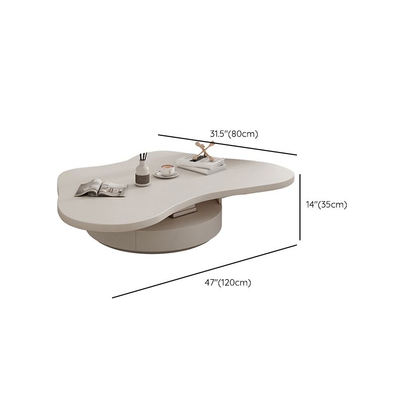 Pedestal Coffee Cocktail Table with Storage Drawers White Wooden
