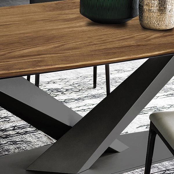 Industrial Solid Wood Table for Restaurant Rectangle Dining Table with Metal Pedestal Clearhalo ' dining_table' 'Dining Tables & Seating' 'Dining Tables' 'furn' 'furn_dining_table' 'Furniture' 'furniture_dining_table' 'Kitchen & Dining Furniture' 'kitchen&dining_furn' 'kitchen' 'kitchen_dining_table' 1200x1200_de4cfbe9-dc19-4c15-8e79-7e39d11b2b9b