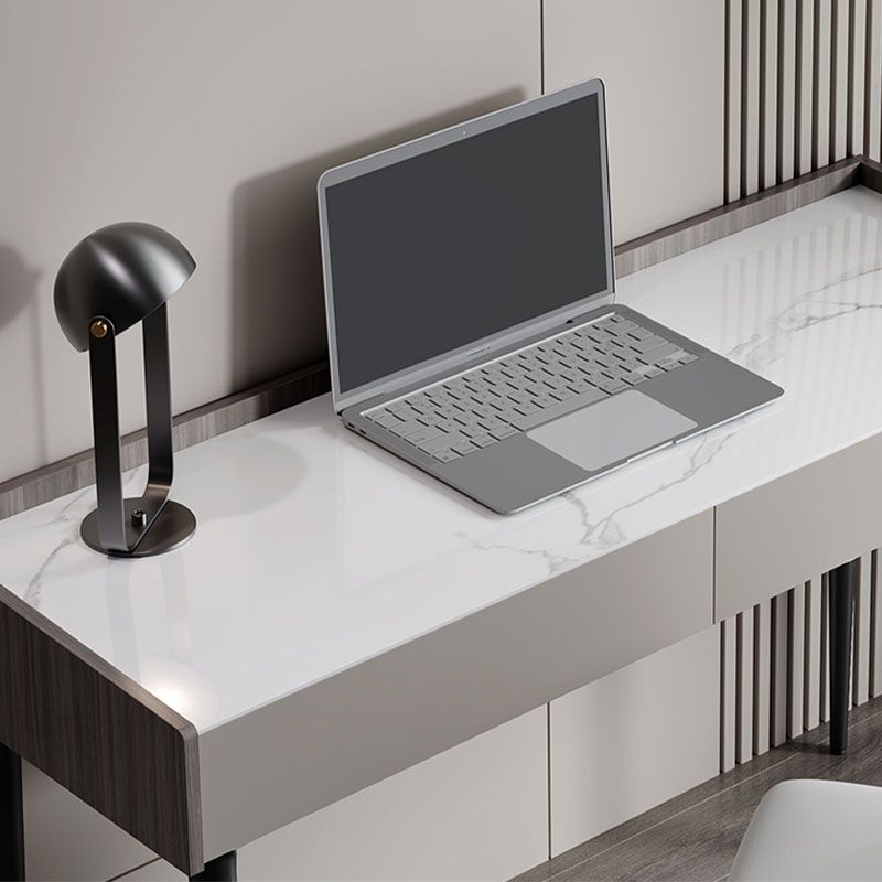 Contemporary Marble Office Desk Parsons With Metal Legs Writing Desk Clearhalo 'furn' 'furn_office_desk' 'Furniture' 'Office Desks' 'Office Furniture' 'office_desk' 1200x1200_de4e4534-743f-460c-bd34-5e120ed0e9e5