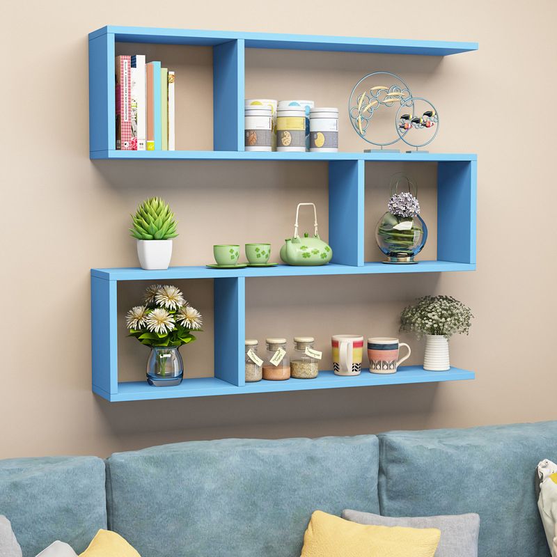 Contemporary Style Geometric Bookshelf, 3-shelf Engineered Wood Bookcase, 29.5" H