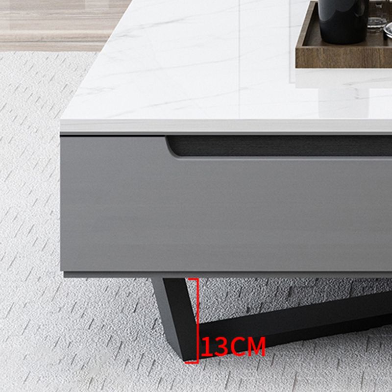 Marble Top Abstract Coffee Table with Storage Contemporary White Clearhalo 'Coffee & Accent Tables' 'Coffee Tables' 'coffee_tables' 'furn' 'furn_coffee_tables' 'Furniture' 'Living Room Furniture' 1200x1200_de511448-a927-4ea3-8f5c-178501b69608