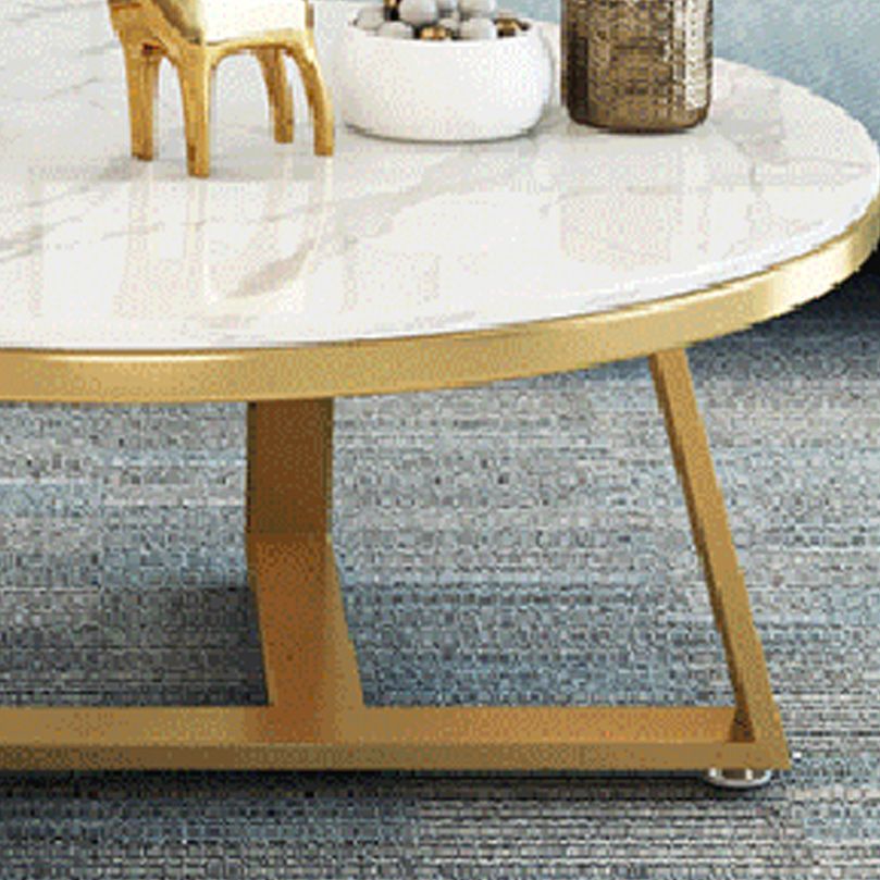 Tavolino da cocktail top in marmo rotondo con tavolino da caffè a base di ferro