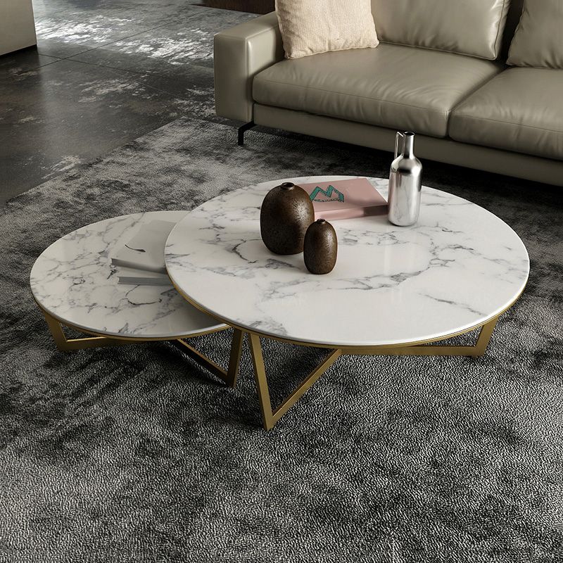 Salontafel met rond frame, leistenen koffietafel of bijzettafel