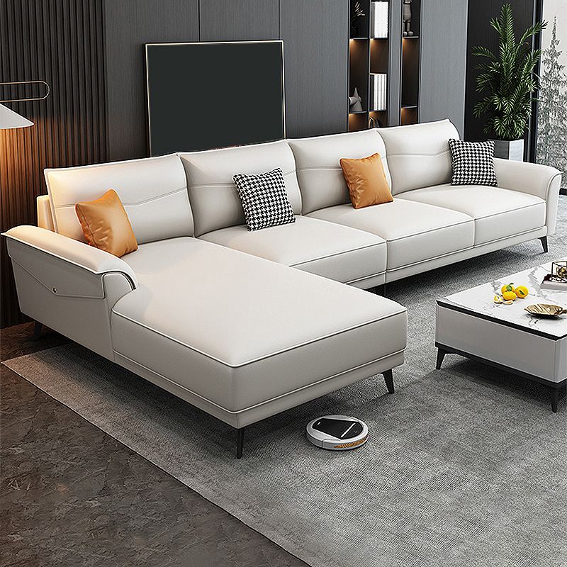 Modern Pillow Top Arm Sectional 35.43"High Cushion Back Sofa and Chaise Clearhalo 'furn' 'furn_sectionals' 'Furniture' 'furniture_sectionals' 'Living Room Furniture' 'Sectionals' 1200x1200_de561638-cd40-4868-a713-8934a2b747f4