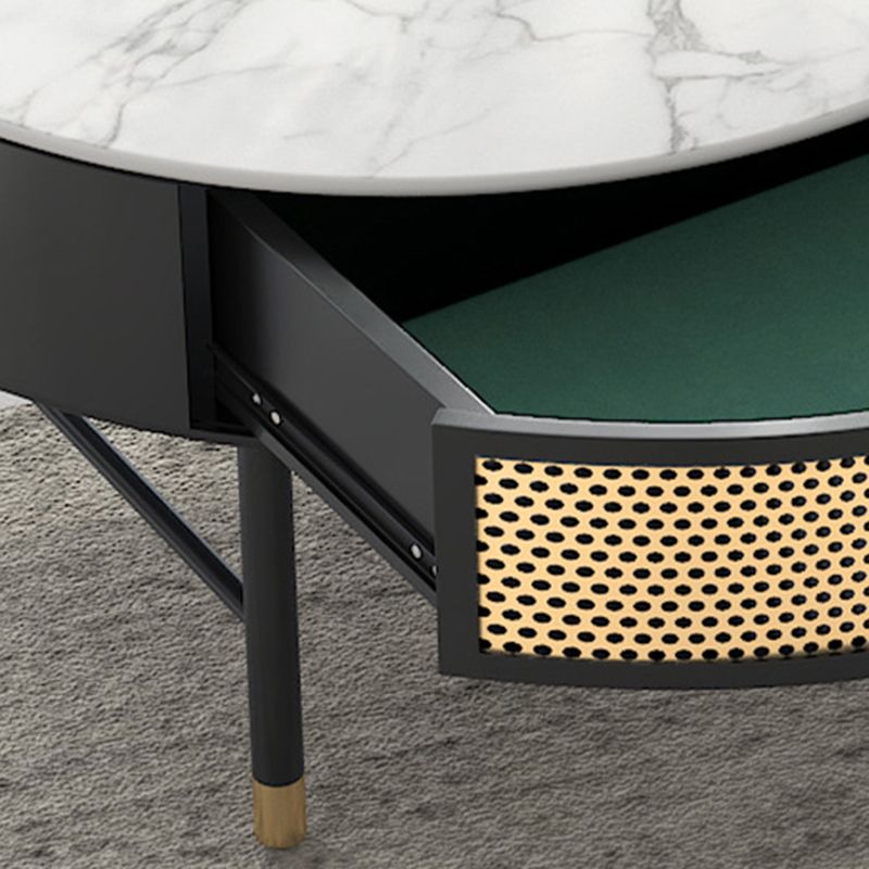 Luxurious Slate Round Top Coffee Table Set with Storage Drawer Clearhalo 'Coffee & Accent Tables' 'Coffee Tables' 'coffee_tables' 'furn' 'furn_coffee_tables' 'Furniture' 'Living Room Furniture' 1200x1200_de567b82-8428-4445-8928-0f32ba29c69a