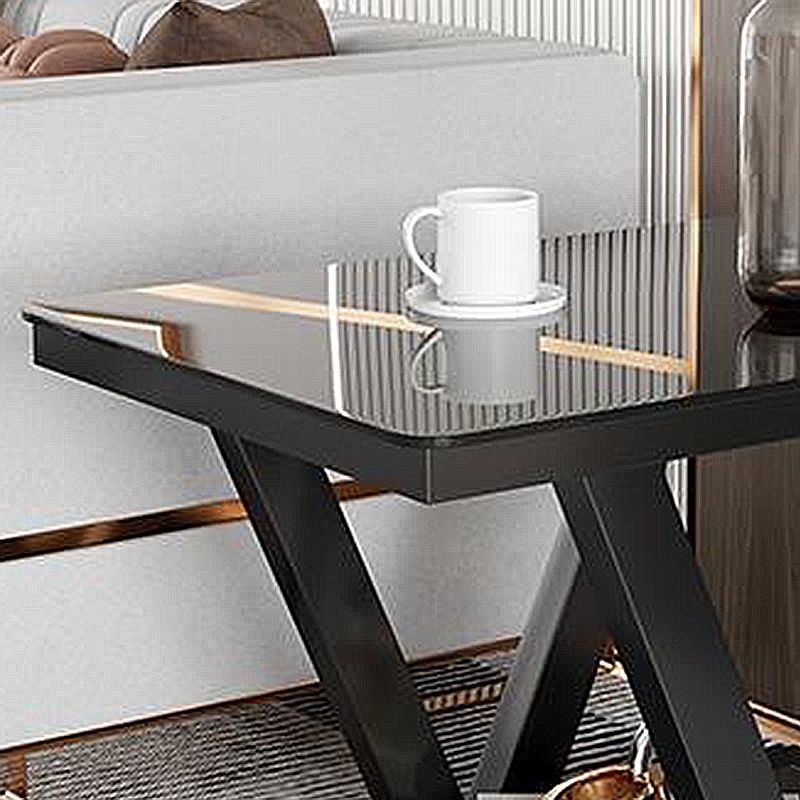 Square Block Base Metal Frame Black/white Tempered Glass Rectangular Coffee Table Clearhalo 'Coffee & Accent Tables' 'Coffee Tables' 'coffee_tables' 'furn' 'furn_coffee_tables' 'Furniture' 'furniture_coffee_tables' 'Living Room Furniture' 1200x1200_de575334-55ef-4d91-9cce-6cbf4b0435a2