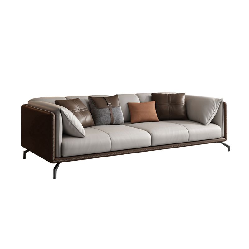 Contemporary Stationary Genuine Leather Stain Resistant Sofa for Living Room