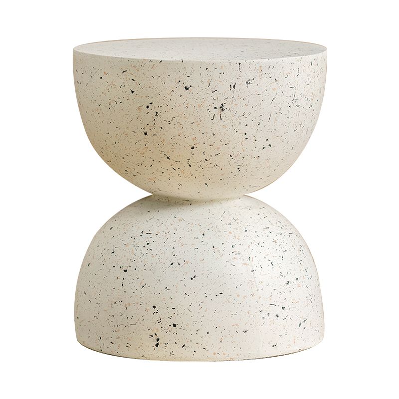 Double Semicircle Shape Side End Snack Table White Cement Corner Table