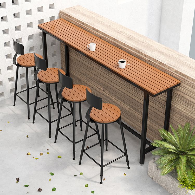 Wood Top Bar Dining Table Industrial Bar Dining Table with Trestle Base