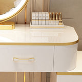 Wooden Makeup Vanity Desk Lighted Mirror Dressing Table Stool Set with Drawer