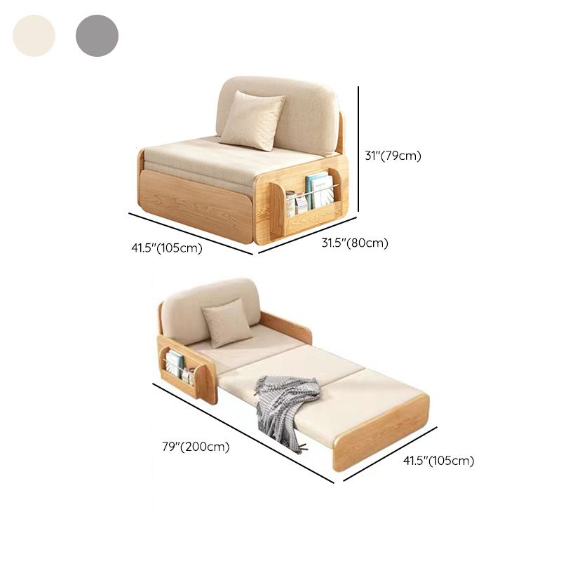 リネンブレンドとソリッドウッドの現代布団スリーパーソファベッド