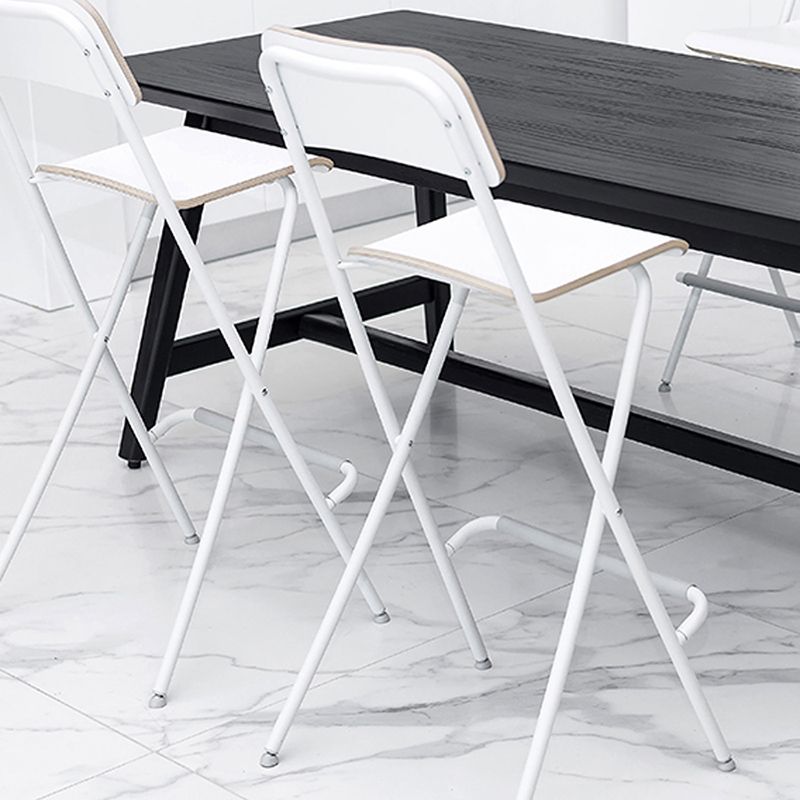 Scandinavian Folding Iron Counter Stools Low Back Bar Stools with Footrest Clearhalo 'Bar Furniture' 'Bar Stools' 'bar_stools' 'furn' 'furn_bar_stools' 'Furniture' 'Kitchen & Dining Furniture' 1200x1200_de5f57d2-23ab-47d0-9312-fc6cb9acc04e
