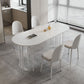 White Top Oval Dining Table Stone Dining Table with Acrylic Base