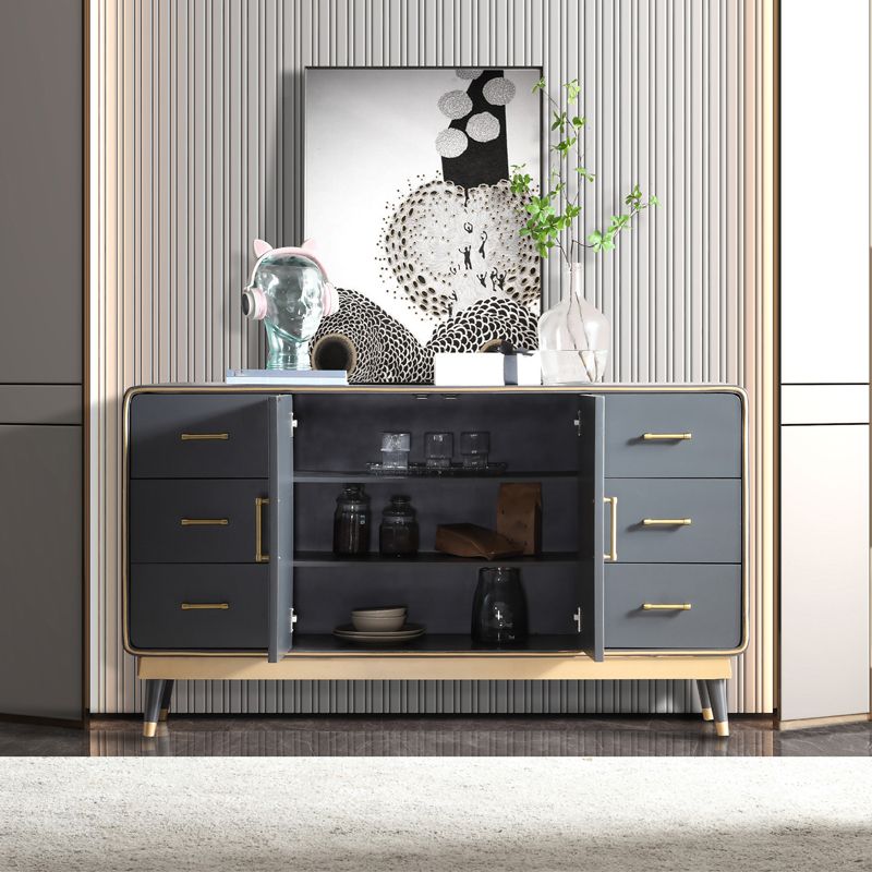 Massieve houten borst met metalen benen borst met laden voor slaapkamer