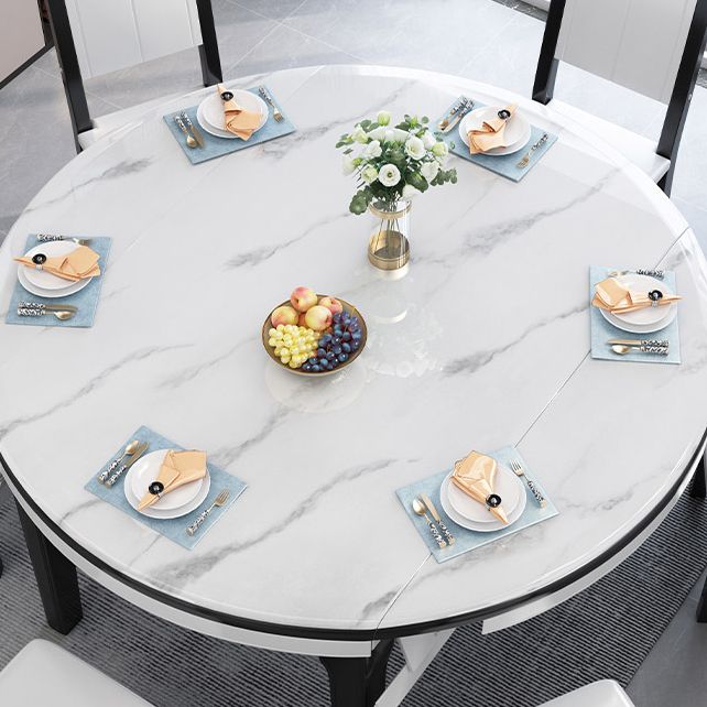 Modern Kitchen Dining Room Set with Sintered Stone Top and Black Base Dining Furniture Set Clearhalo 'Dining Room Sets' 'Dining Tables & Seating' 'dining_room_set' 'furn' 'furn_dining_room_set' 'Furniture' 'furniture_dining_room_set' 'Kitchen & Dining Furniture' 'kitchen&dining_furn' 'kitchen' 1200x1200_de65f781-1f1d-4583-8c52-12b26251f0fb