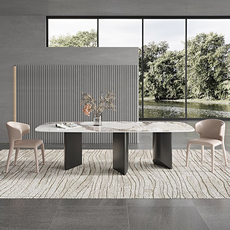 Designer Style 1/3/4/5/6 Pieces Dining Set Sintered Stone Dining Table with Leather Chairs Clearhalo 'Dining Room Sets' 'Dining Tables & Seating' 'dining_room_set' 'furn' 'furn_dining_room_set' 'Furniture' 'furniture_dining_room_set' 'Kitchen & Dining Furniture' 1200x1200_de6670bb-4c86-44f3-b555-e4d8f16f1cd6