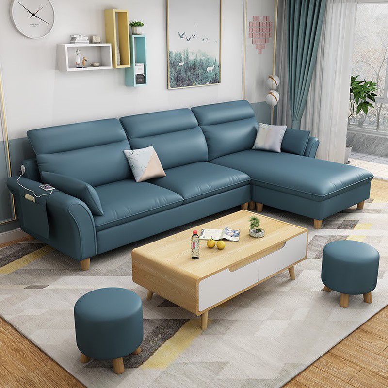 Flared Arms Sofa with Ottoman Included and Storage for 3 People
