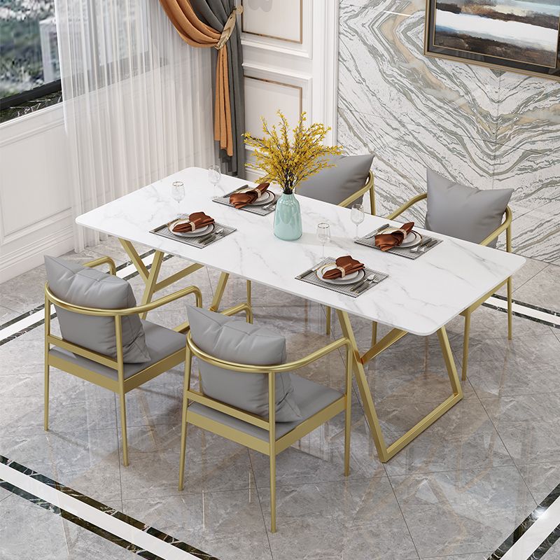 Table de fer et d'ardoise Glam Style Simple Home Living Room Rectangular Dining Table