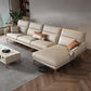 37.4" D 37.4" H Faux Leather Sofa & Chaise Cushions Flared Arm Sofa in Beige