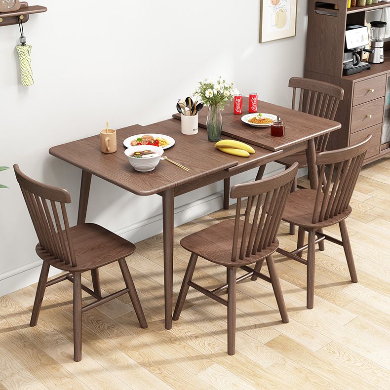 Rubberwood Rectangle Dining Table Extendable Table with Wooden Base and Legs Clearhalo ' dining_table' 'Dining Tables & Seating' 'Dining Tables' 'furn' 'furn_dining_table' 'Furniture' 'furniture_dining_table' 'Kitchen & Dining Furniture' 'kitchen&dining_furn' 'kitchen' 'kitchen_dining_table' 1200x1200_de68591a-c59d-4e41-8d1b-2baa6d081ac3