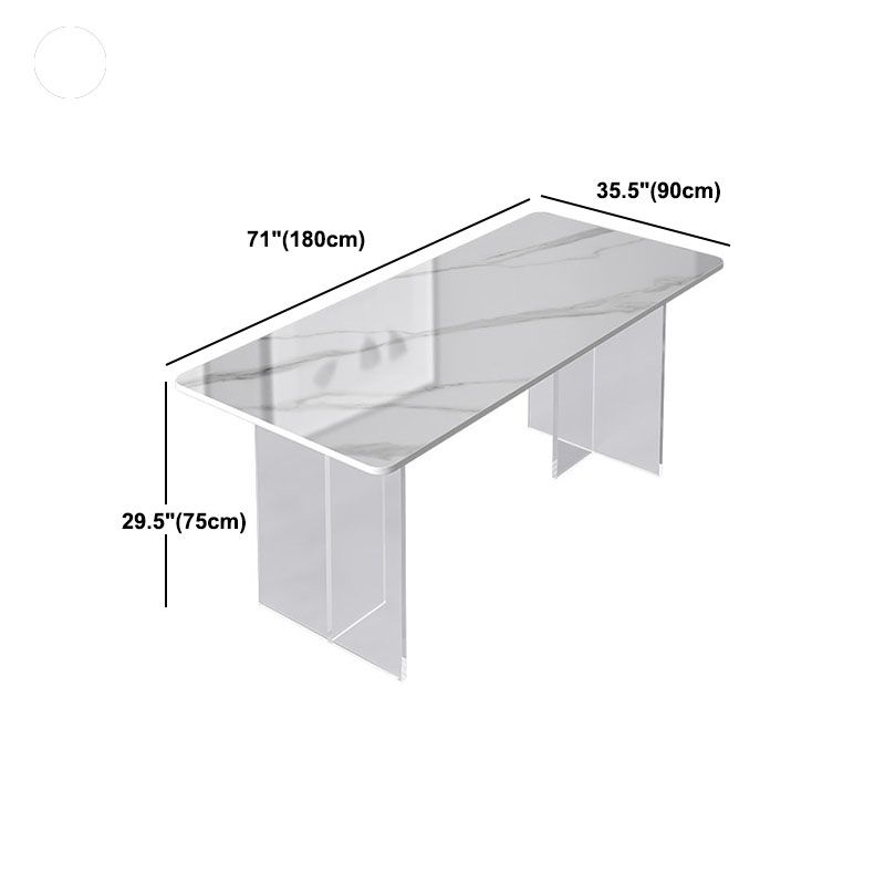 Acrylic Modern 1/2/4/5 Pieces Dining Room Set Rectangle Double Pedestal Table Set Clearhalo 'Dining Room Sets' 'Dining Tables & Seating' 'dining_room_set' 'furn' 'furn_dining_room_set' 'Furniture' 'furniture_dining_room_set' 'Kitchen & Dining Furniture' 'kitchen&dining_furn' 'kitchen' 1200x1200_de68c83b-daeb-408d-a4f5-e89008c753aa