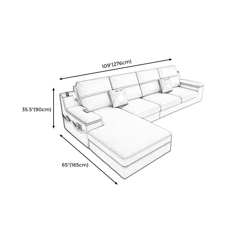 4-seat Cushion Back Sofa 109"L x 65"W x 35.5"H Recessed Arm Sectional with Storage Clearhalo 'furn' 'furn_sectionals' 'Furniture' 'furniture_sectionals' 'kitchen' 'kitchen_sectionals' 'Living Room Furniture' 'Sectionals' 1200x1200_de6c2492-dc5b-4246-87df-84e236b11d5d