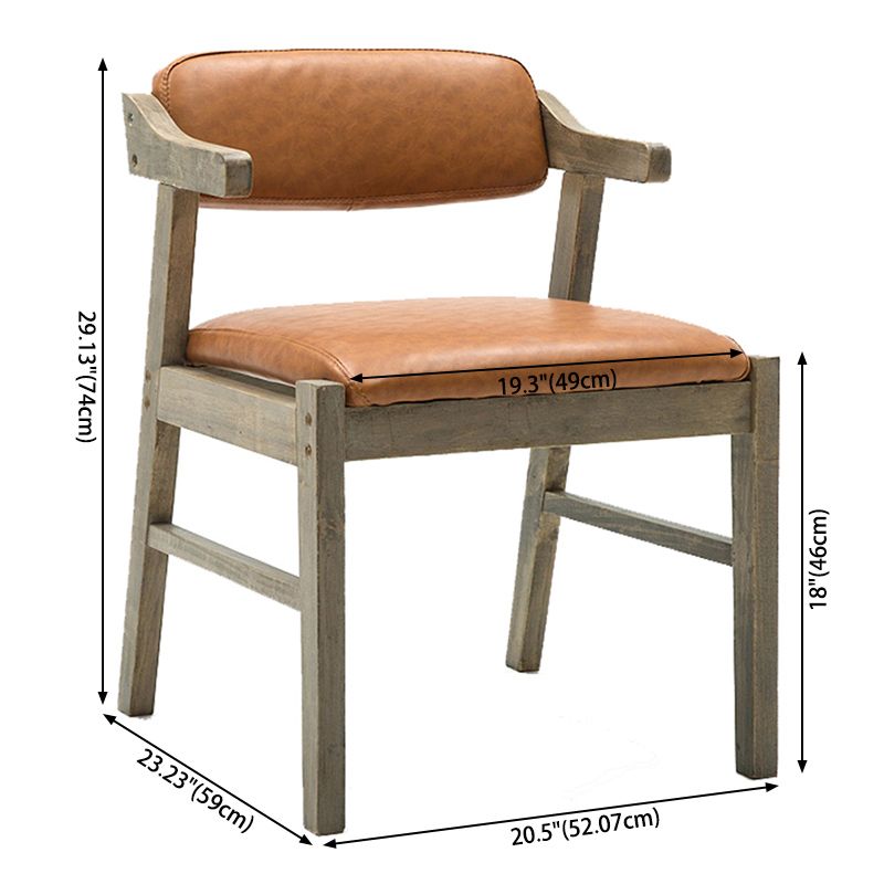 Upholstered Dining Arm Chair PU Leather Open Back Armchair with Wood Legs Clearhalo ' kitchen&dining_furn' 'Dining Chairs' 'Dining Tables & Seating' 'dining_chair' 'furn' 'furn_dining_chair' 'Furniture' 'furniture_dining_chair' 'Kitchen & Dining Furniture' 'kitchen' 1200x1200_de6c681c-e619-4c1e-9efe-3ab7df7bbd55