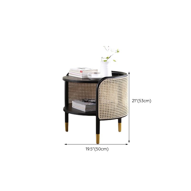 19" Wide Side Table 3 Legs Solid Wood Accent Side Table with Storage