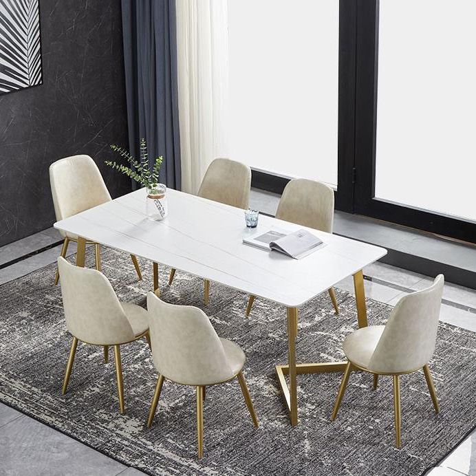 Luxury 1/4/5/7 Pieces Dining Set Sintered Stone Top Dining Table with Leather Chairs Clearhalo 'Dining Room Sets' 'Dining Tables & Seating' 'dining_room_set' 'furn' 'furn_dining_room_set' 'Furniture' 'furniture_dining_room_set' 'Kitchen & Dining Furniture' 1200x1200_de6df15d-c68c-4ca1-8c63-d923c8de9c90