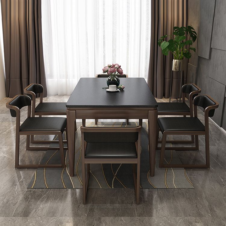 Stone Top Dinette Table with Ash Wood Legs Black Indoor Dining Table Clearhalo 'Dining Tables & Seating' 'Dining Tables' 'dining_table' 'furn' 'furn_dining_table' 'Furniture' 'Kitchen & Dining Furniture' 1200x1200_de6e2a1a-ef30-4060-9bb6-8001b3a81ccc