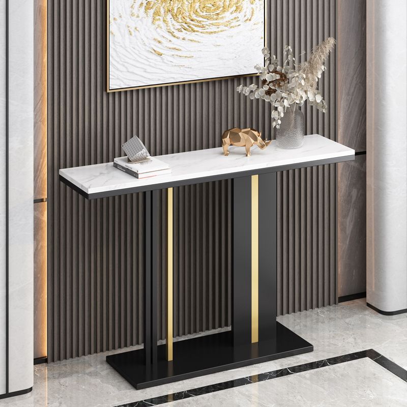 Tavolo console in stile glam con top in pietra e base di piedistallo per Hall