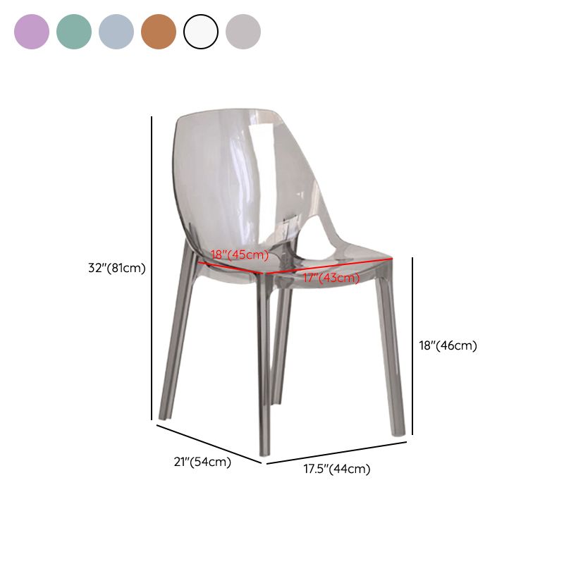 Comedor silla lateral de comedor moderno de plástico sin brazo