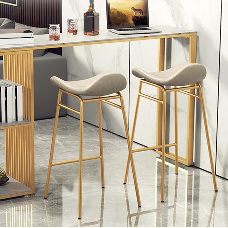 Faux Leather Bar Stools Glam Iron Backless Bar Stool with Footrest Clearhalo 'Bar Furniture' 'Bar Stools' 'bar_stools' 'furn' 'furn_bar_stools' 'Furniture' 'Kitchen & Dining Furniture' 1200x1200_de75bca5-f508-4f11-b949-34d3318f70ae