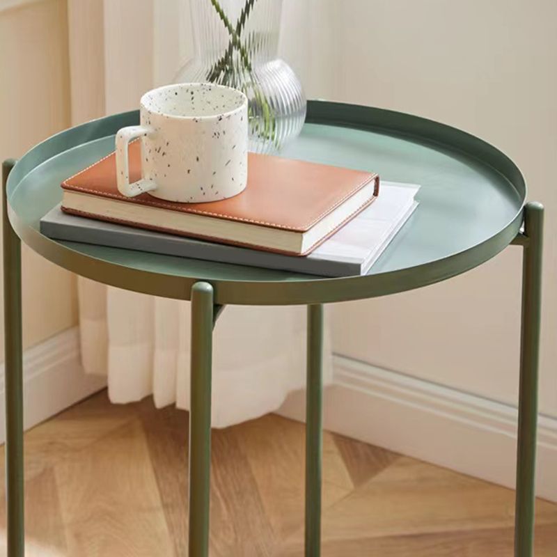 Mid-Century Round Tray Top Side Table Metal Cross Legs End Table Clearhalo 'Coffee & Accent Tables' 'End & Side Tables' 'end_side_tables' 'furn' 'furn_end_side_tables' 'Furniture' 'Living Room Furniture' 1200x1200_de77cdcc-d65e-49d0-a2cf-1738beb2fd19