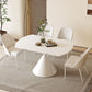 Sintered Stone Pedestal Dining Table Extendable Dining Table in White Clearhalo 'Dining Tables & Seating' 'Dining Tables' 'dining_table' 'furn' 'furn_dining_table' 'Furniture' 'Kitchen & Dining Furniture' 1200x1200_de77e584-418a-4210-b147-4ae3ef0ce08a