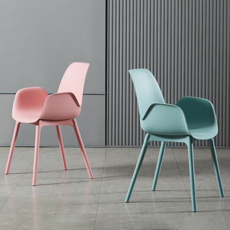 Scandinavian Style Arm Dining Chairs Plastic Home Dining Side Chair