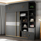 Grey Engineered Wood Wardrobe Cabinet Contemporary Wardrobe Armoire