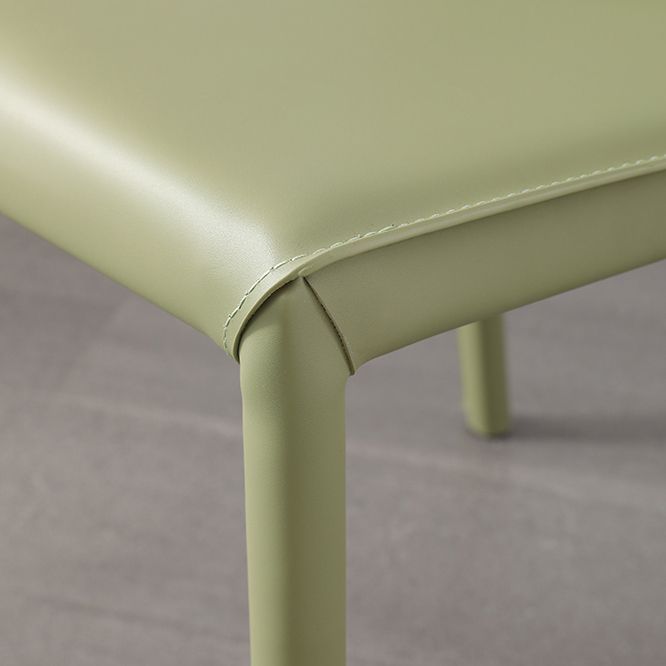Orange and Green Dining Chairs Modern Faux Leather Armless Dining Side Chair