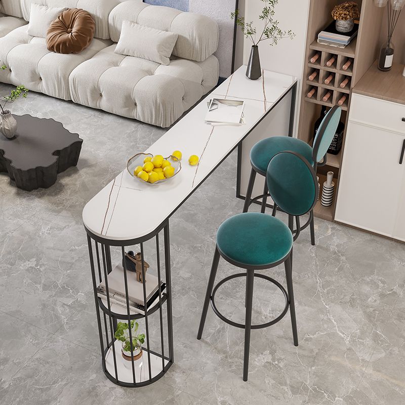 Industrial Black Iron Bar Table Marble White Top Specialty 41.3"H Bistro Table Clearhalo 'Bar Furniture' 'Bar Tables' 'bar_tables' 'furn' 'furn_bar_tables' 'Furniture' 'furniture_bar_tables' 'Kitchen & Dining Furniture' 1200x1200_de791cbe-3ad9-4fce-b703-1d90c1dd751a