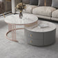 Modern Cocktail Table Round Glass / Slate Coffee Table with Storage Clearhalo 'Coffee & Accent Tables' 'Coffee Tables' 'coffee_tables' 'furn' 'furn_coffee_tables' 'Furniture' 'Living Room Furniture' 1200x1200_de7ad1d2-e99e-40e7-b13e-d42b02bf8e29
