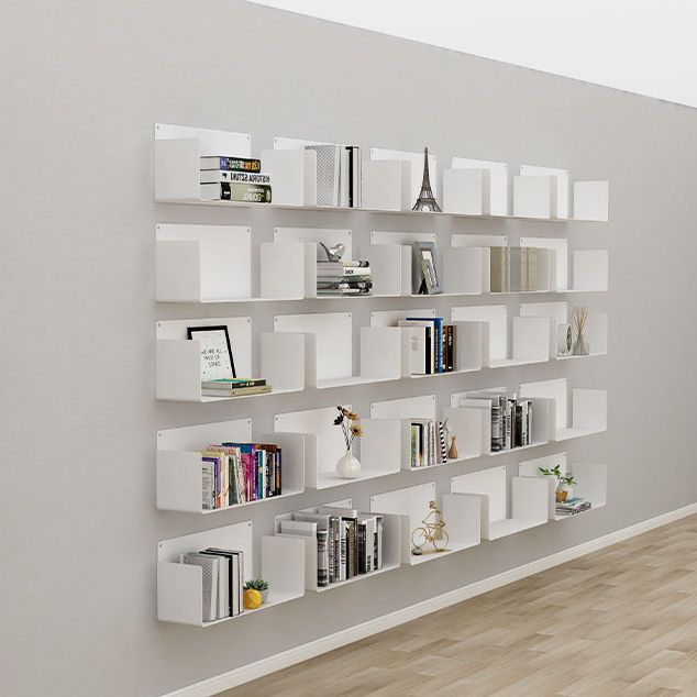 Closed Back Bookcase Metal Horizontal Bookshelf for Study Room