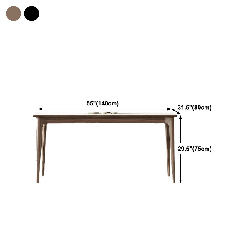 White Stone Top Table Mid-Century Modern Rectangle Table with 4 Wood Legs Clearhalo 'Dining Tables & Seating' 'Dining Tables' 'dining_table' 'furn' 'furn_dining_table' 'Furniture' 'furniture_dining_table' 'Kitchen & Dining Furniture' 'kitchen' 'kitchen_dining_table' 1200x1200_de7be041-84ec-4595-81d6-4eb76b1baa8e