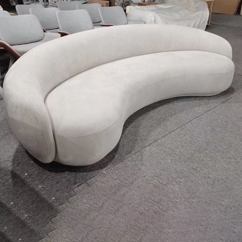 Contemporary White Curved Sofa 29.52" High Sloped Armed Sofa