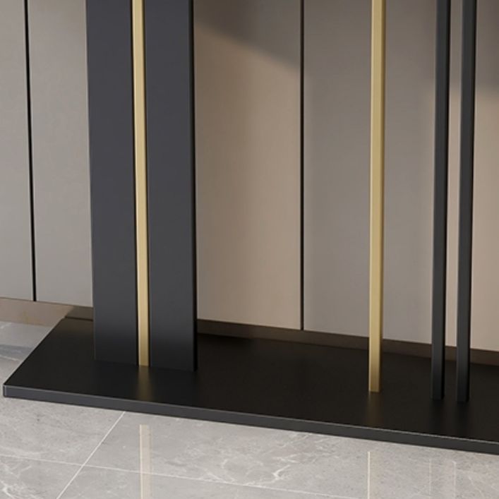 Mesa de consola superior de mármol moderna con tapa rectangular y base de pedestal